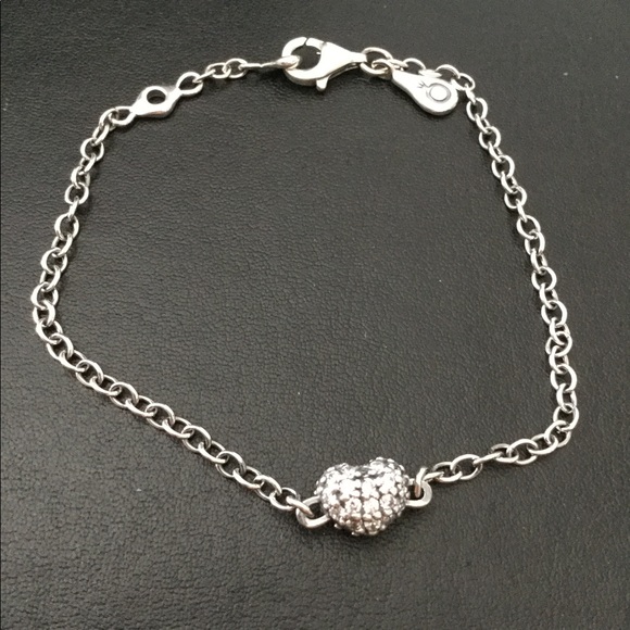 Pandora Heart pave silver bracelet with CZ - Picture 8 of 10
